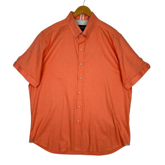 Robert Graham Mens 3XL Oranged Tailored Fit Button Up Shirt Short Sleeve Modern - Picture 1 of 15